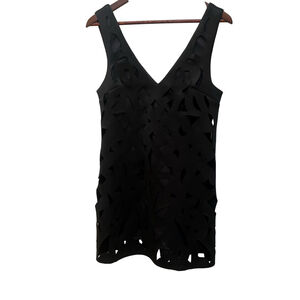 NWT ASOS Laser Cut Structured Mini Dress in Black Size 4